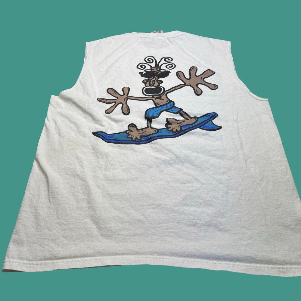 Vintage Yachtclub Tank Top XL Nassau Bahamas Surfing Surfer Graphic White 90s